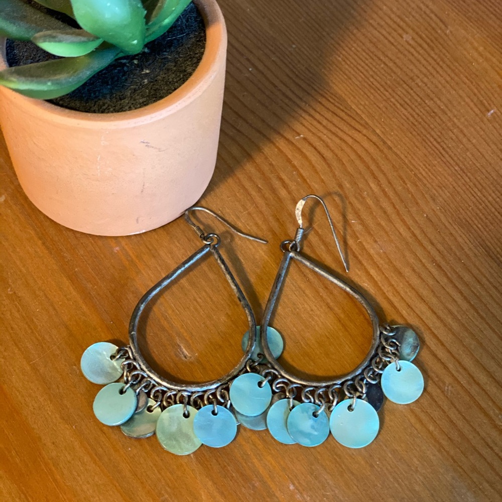 Teal/blue chandelier earrings